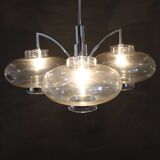 1970s Italian Chrome Plated and Glass Chandelier