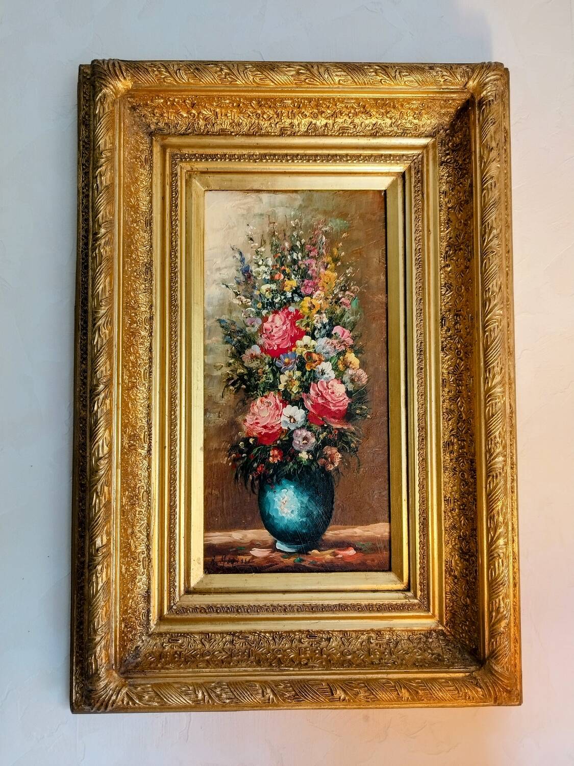 Oil on panel "Bouquet of flowers" signed Robert Mogisse
