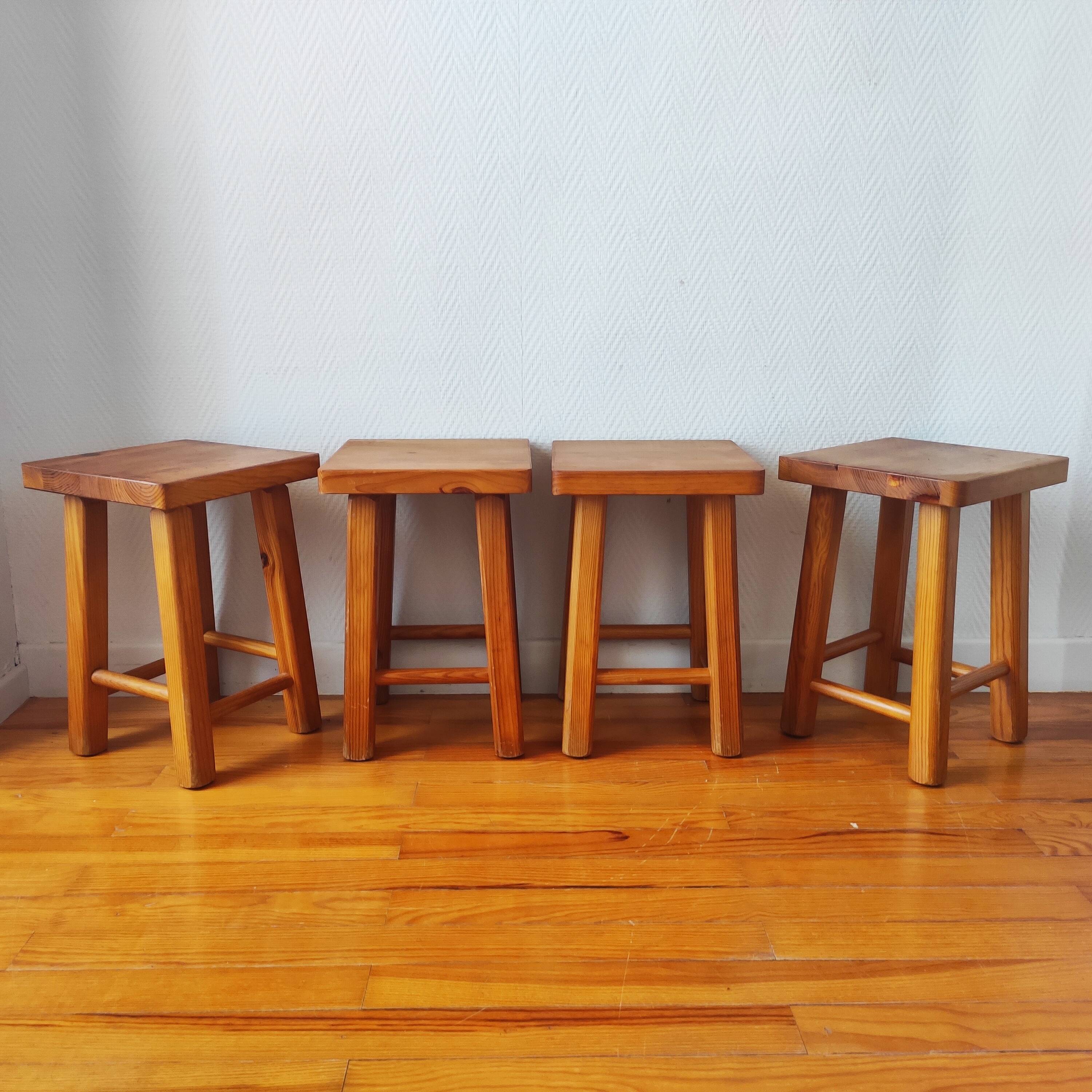 4 vintage 1970s Scandinavian style stools