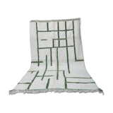 Large Beni Ouarain Berber rug in cream & green 300x200 cm – Handcrafted wool