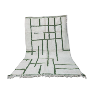 Large Beni Ouarain Berber rug in cream & green 300x200 cm – Handcrafted wool