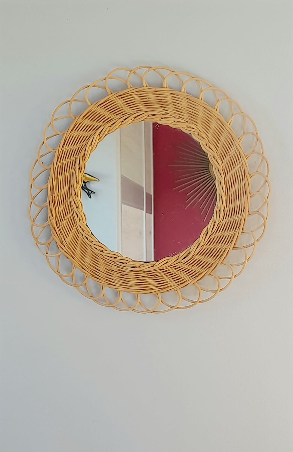 Braided wicker mirror