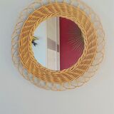 Braided wicker mirror