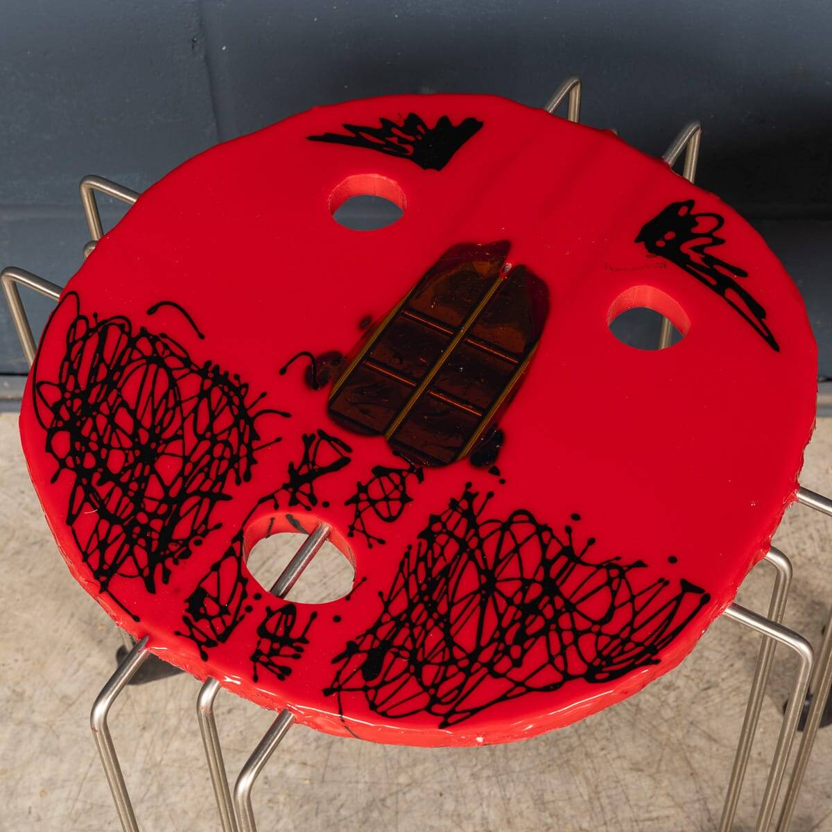Italian set of 3 'fish design' tables from the triple play series, gaetano