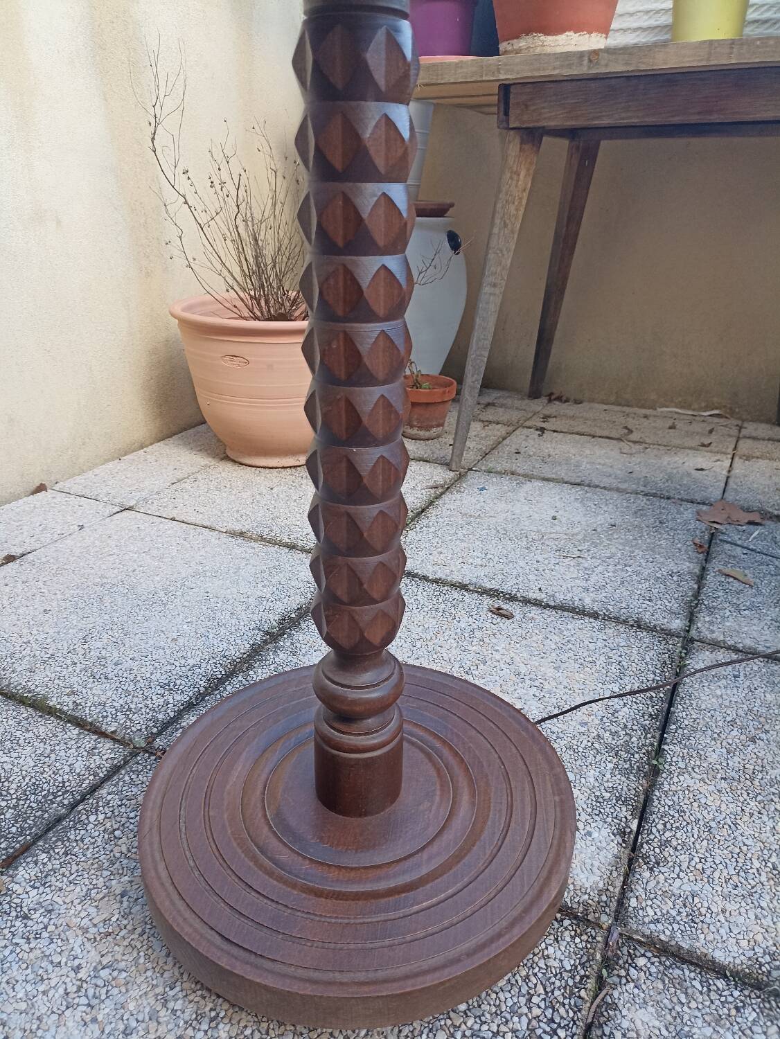 Large solid wood lamp