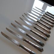 12 silver metal dessert or cheese knives