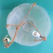 Suspended basin in pressed glass with floral Art Deco decoration, Artistar France.