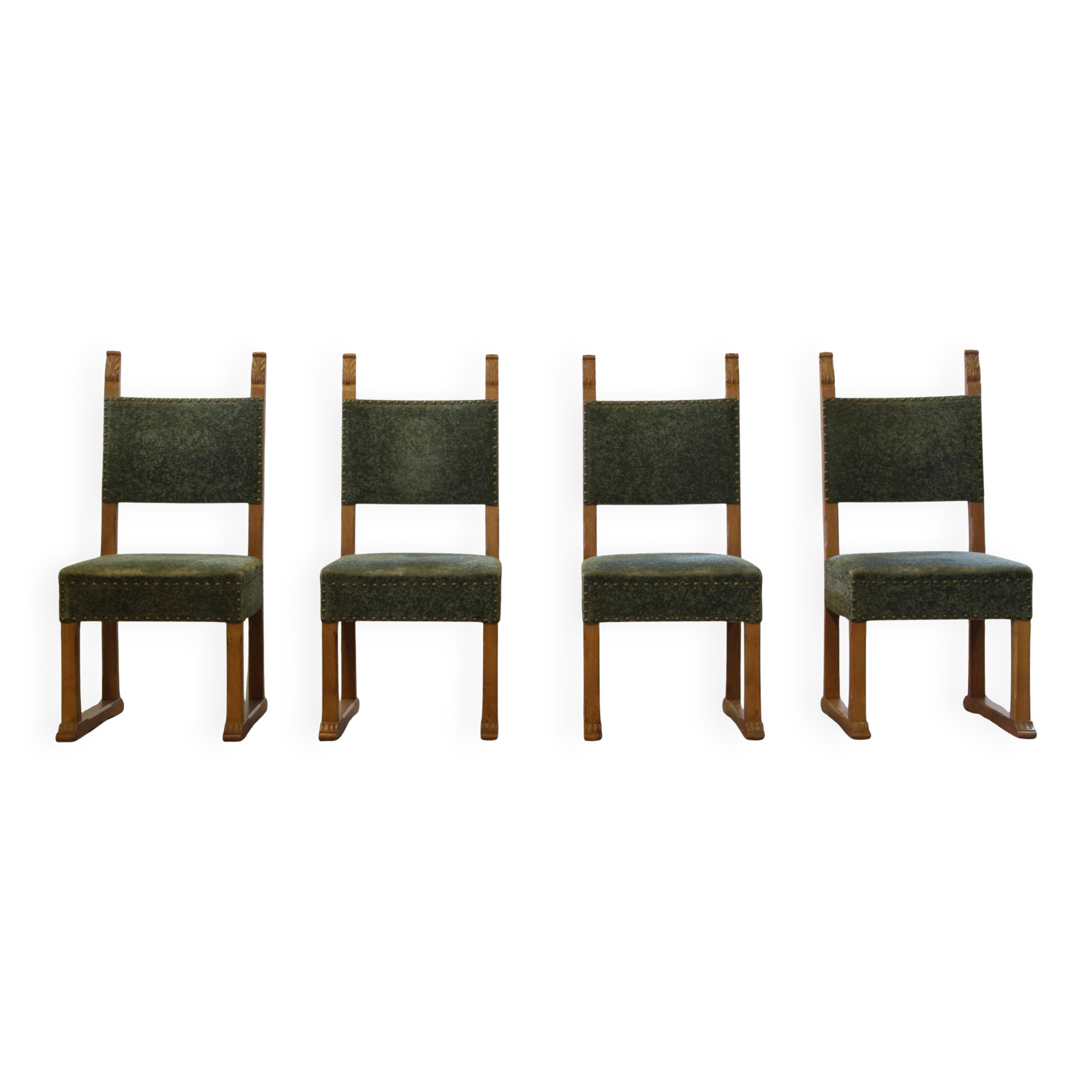 Vintage 1950s signature, solid oak dining throne chairs, Danish craftsmanship