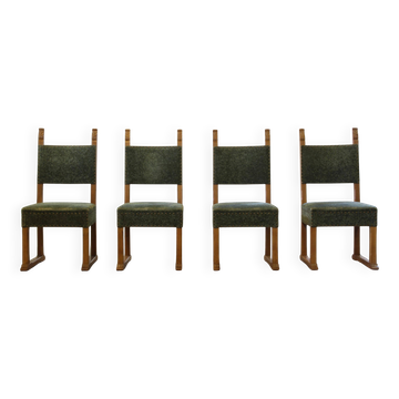 Vintage 1950s signature, solid oak dining throne chairs, Danish craftsmanship