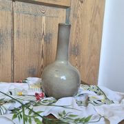Glazed stoneware single-flower vase signed Jean Dubost, vintage Fr