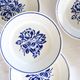 Set of 6 Badonviller flat plates, vintage French, authentic, rare, countryside