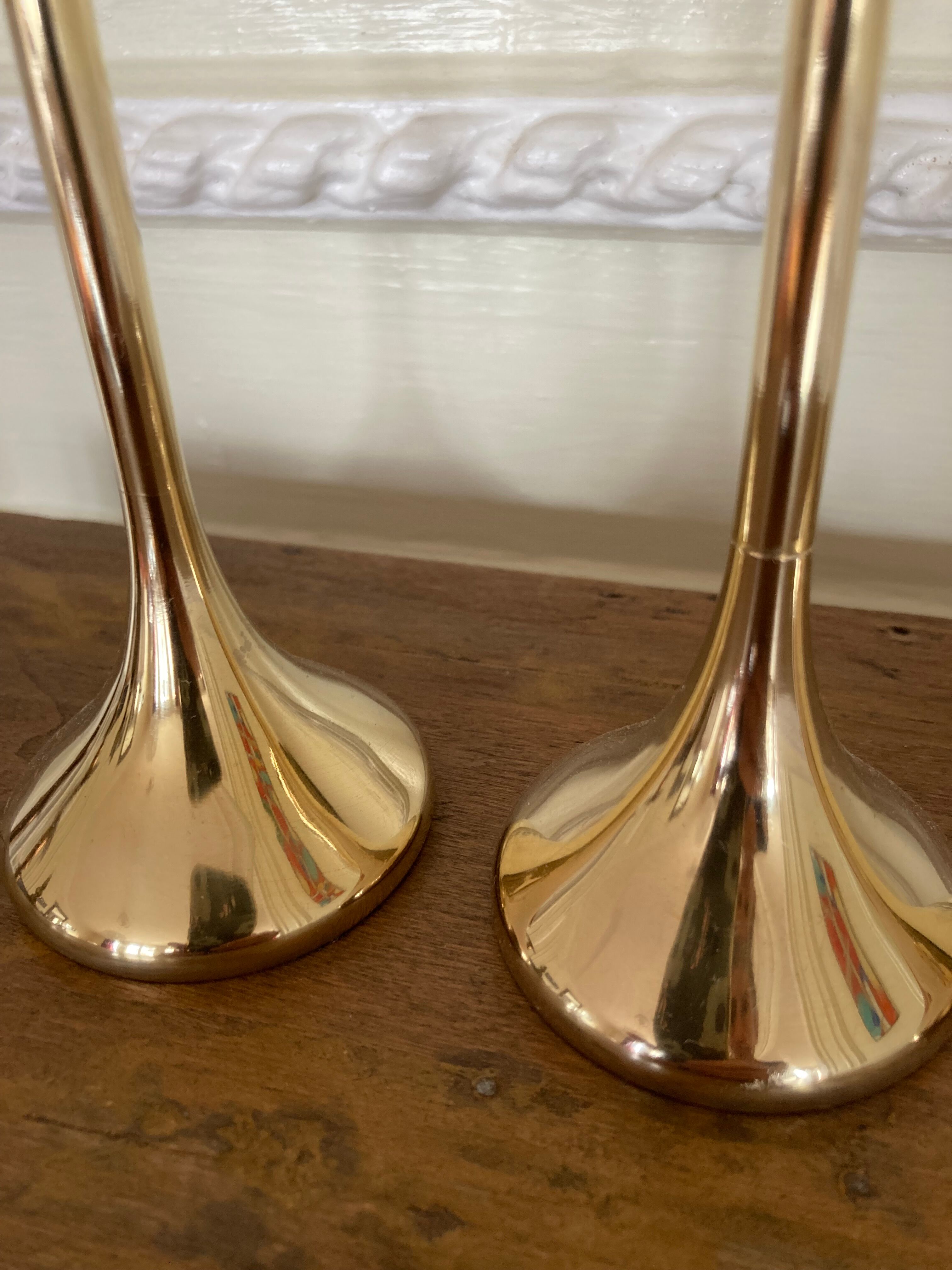 Set of 3 scandinavian brass candle holders