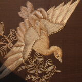 Japanese screen embroidered golden threads
