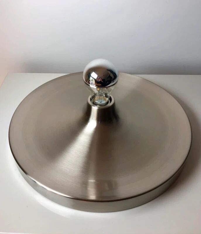 Modernist disc wall light in the style of Charlotte Perriand – UFO space age silver – Diameter 35cm