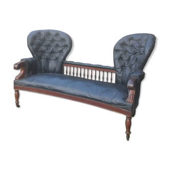 Napoleon III leather sofa