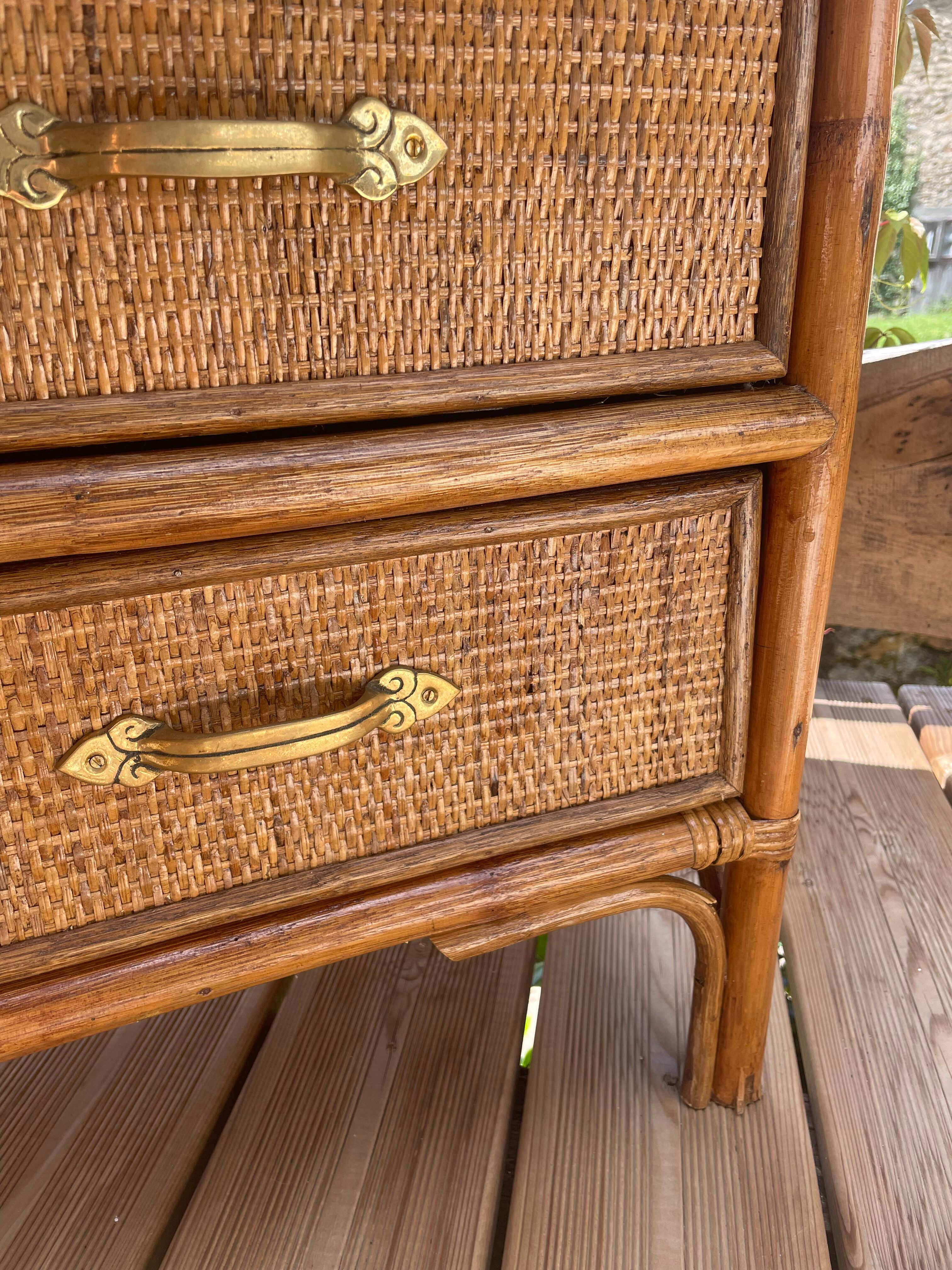 Commode osier et rotin