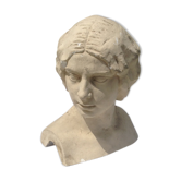 Tête de femme en plâtre peint ancienne