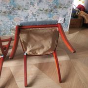 Rare - Set of 4 Louis Philippe/restoration style chairs with medallion - Colour blue / cherry wood