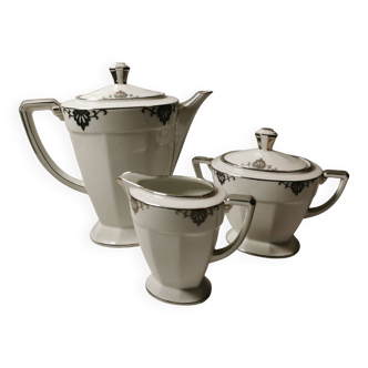 Limoges porcelain coffee maker, sugar bowl, art deco period f. great