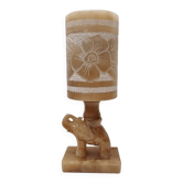 Lampe de table en albâtre vintage avec éléphant des années 1960