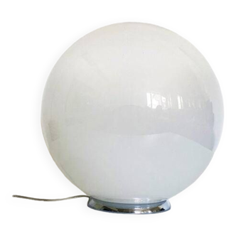 Contemporary scenographic murano vanished-white murano glass table lamp in 70's style