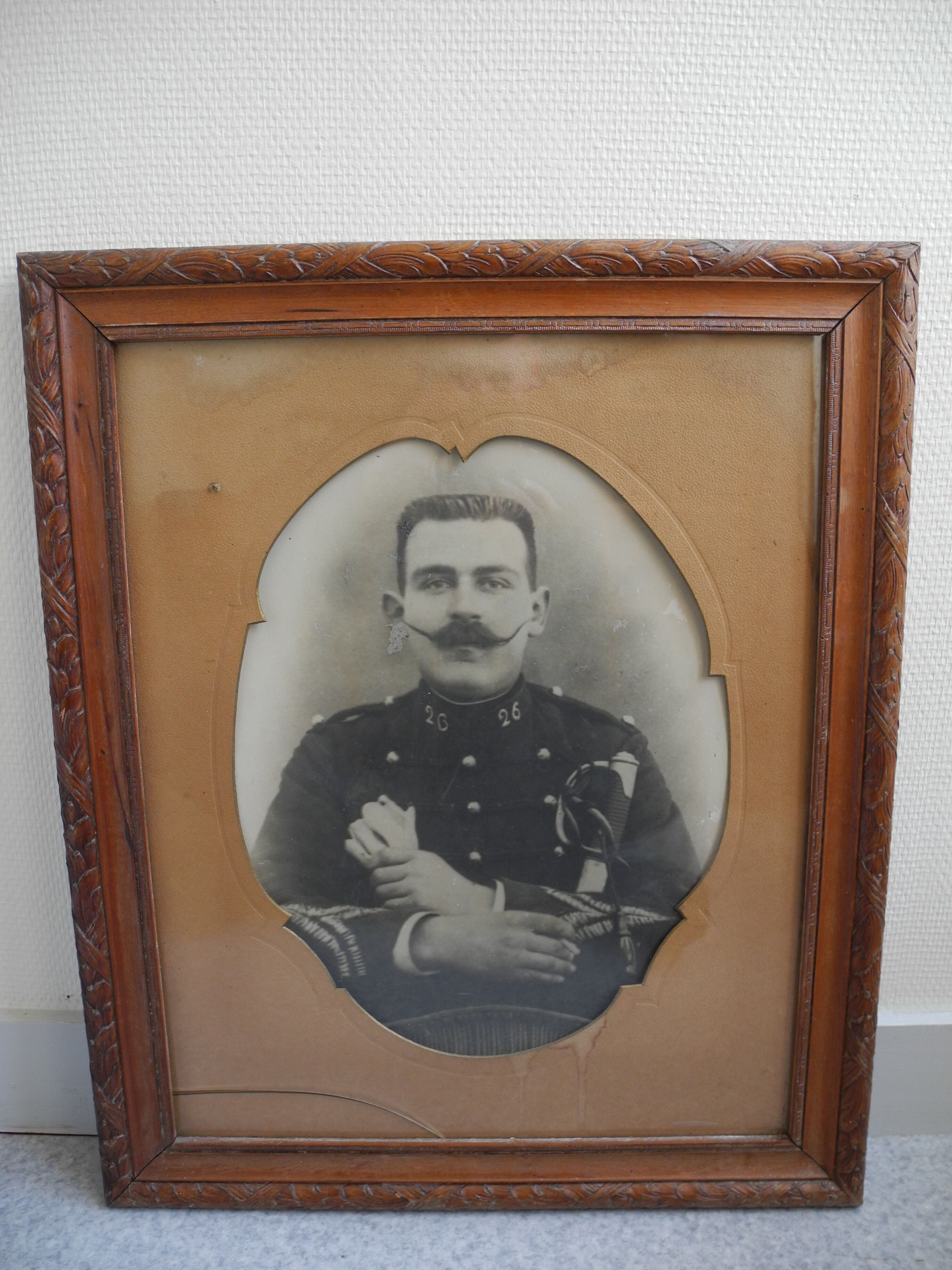 Old photograph soldier portrait, WWI soldier photo