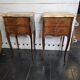 Pair of Louis XV style curved bedside tables in marquetry