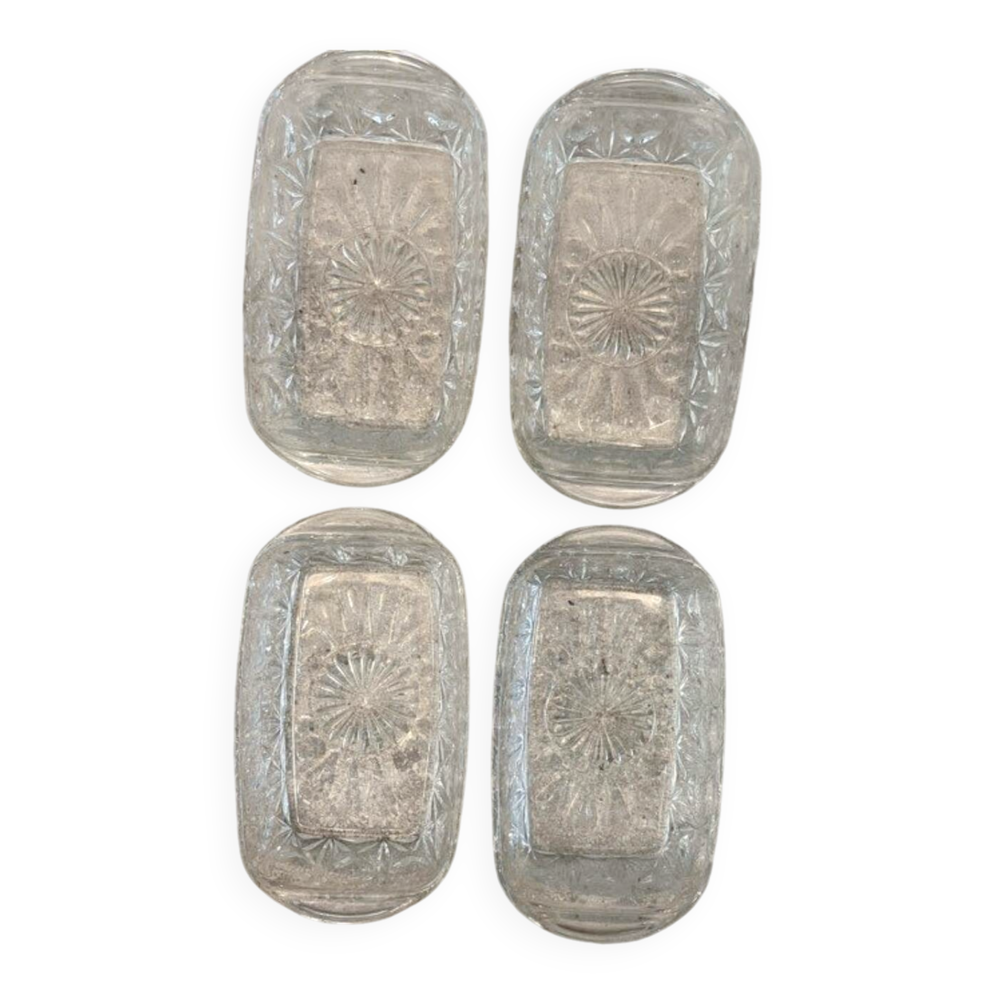 Set of 4 old aperitif dishes - Reims glass