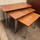 Series of 3 nesting tables from the 70s in wood and chromed metal