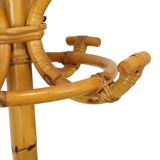 Rare grand porte-manteau sur pied en rotin et laiton style bohème 185 cm