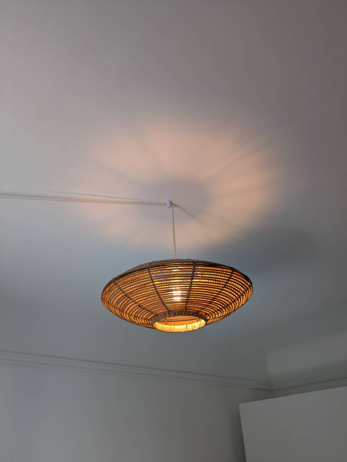 Designer rattan circle pendant light