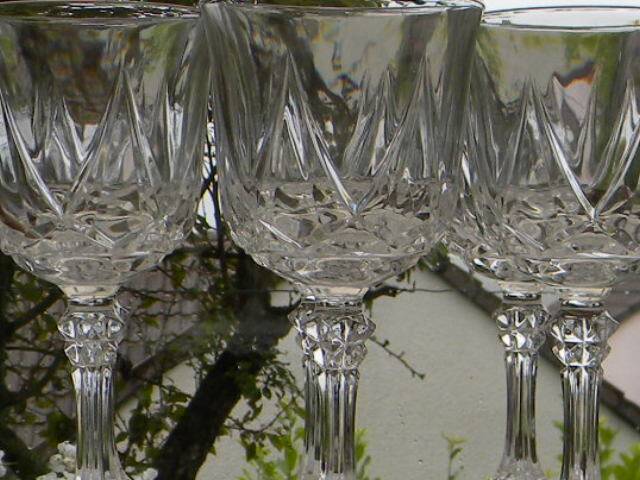 Set of 6 Arques crystal water glasses. Auteuil model.