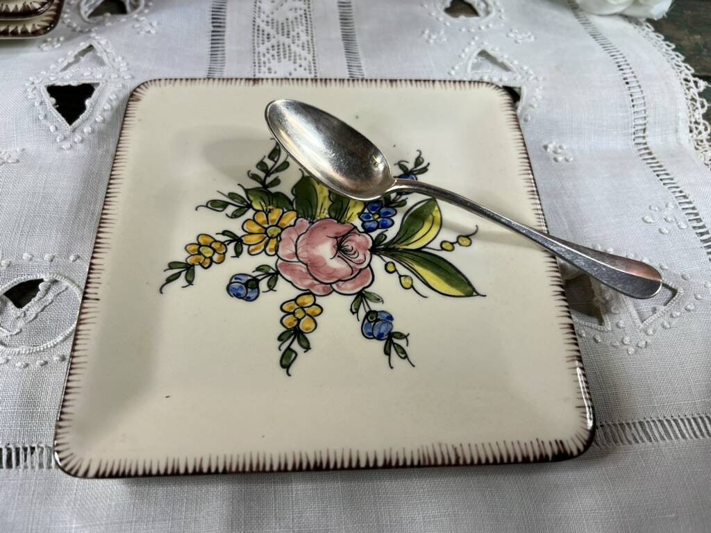 10 Square Dessert Plates by Emile Tessier, Malicorne