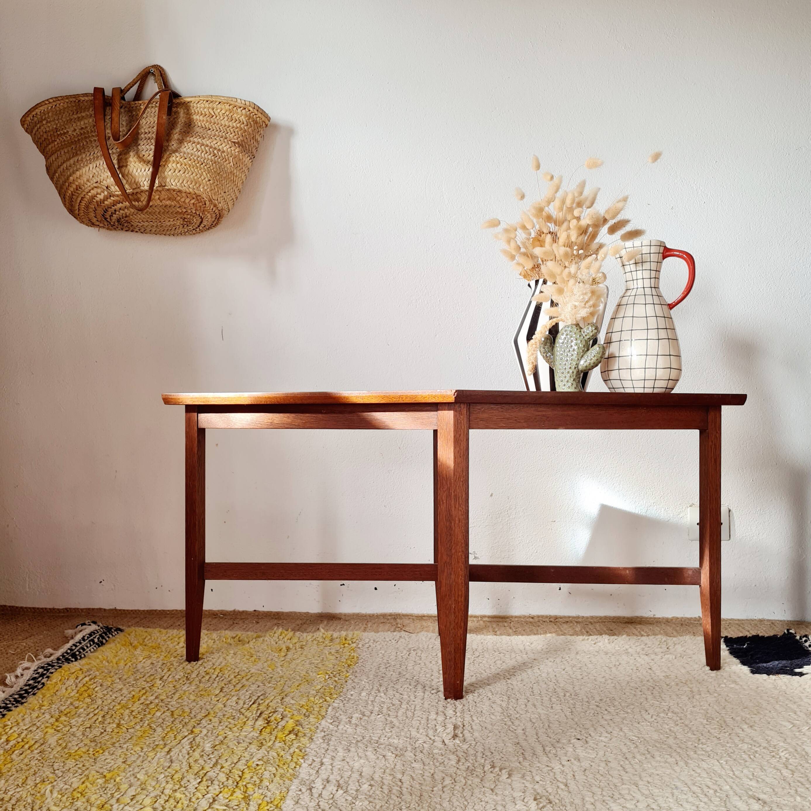 Petite table basse / Bout de canapé géométrique années 50-60