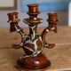 Candlestick three ceramic branches Vallauris the 1950s vintage