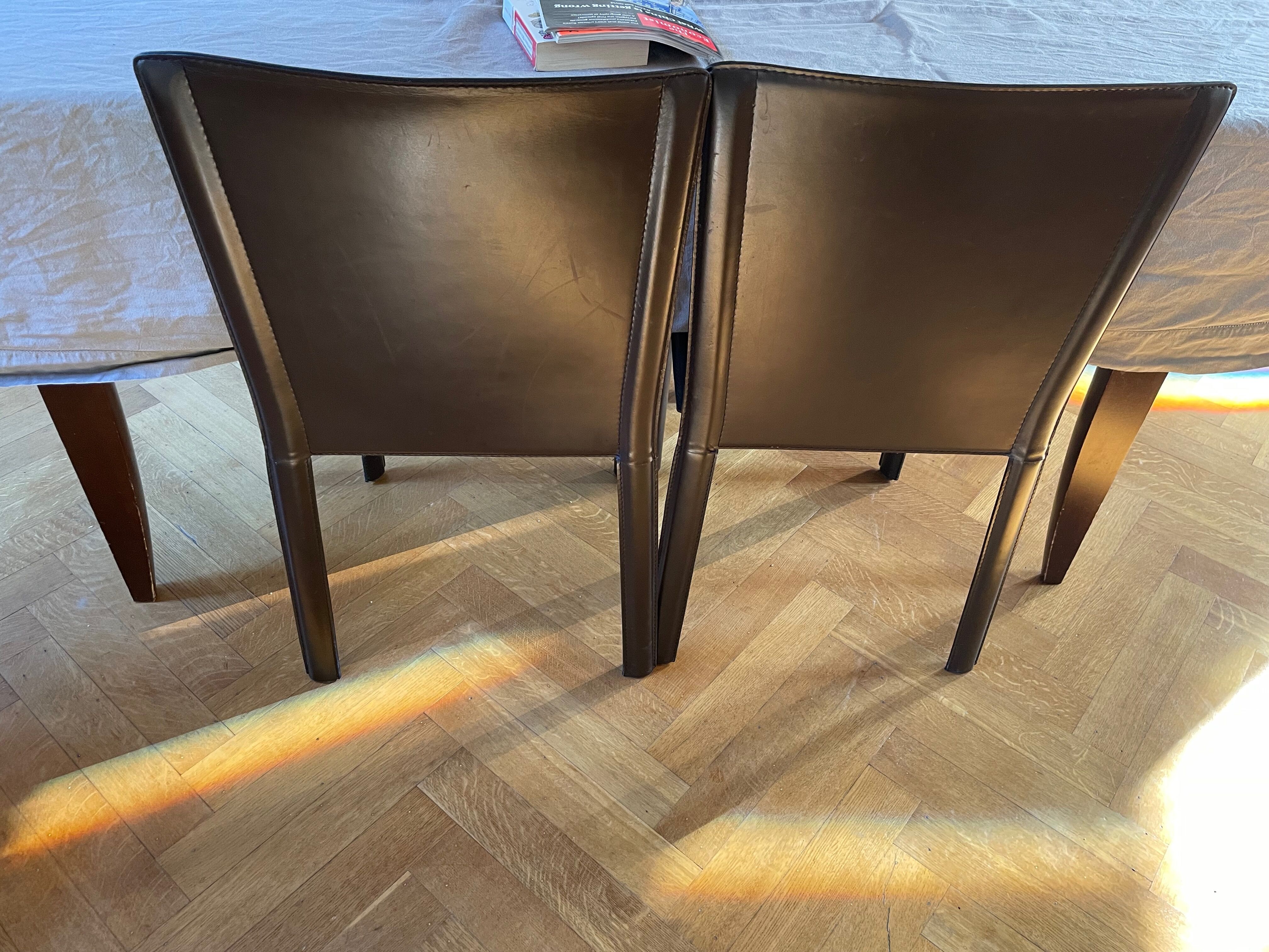 Lot 4 chairs moka cinna brown leather