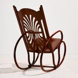 MK8961 Restored beech rocking chair by Gustav Siegel for Jacob & Josef Kohn