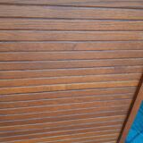 Storage cabinet locker with old wooden curtain