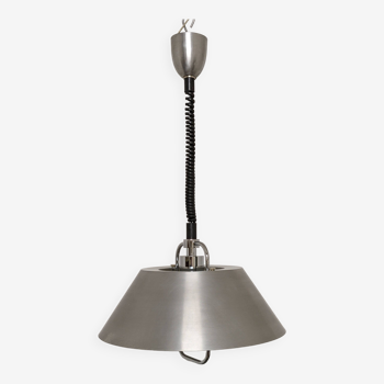 Adjustable space age pendant lamp in brushed aluminum from the 60s/70s