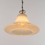 Large suspended brass luminaire from Limburg with opaline glass, Germany, 1970s.