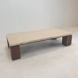 Travertine coffee table with wenge, 1970s