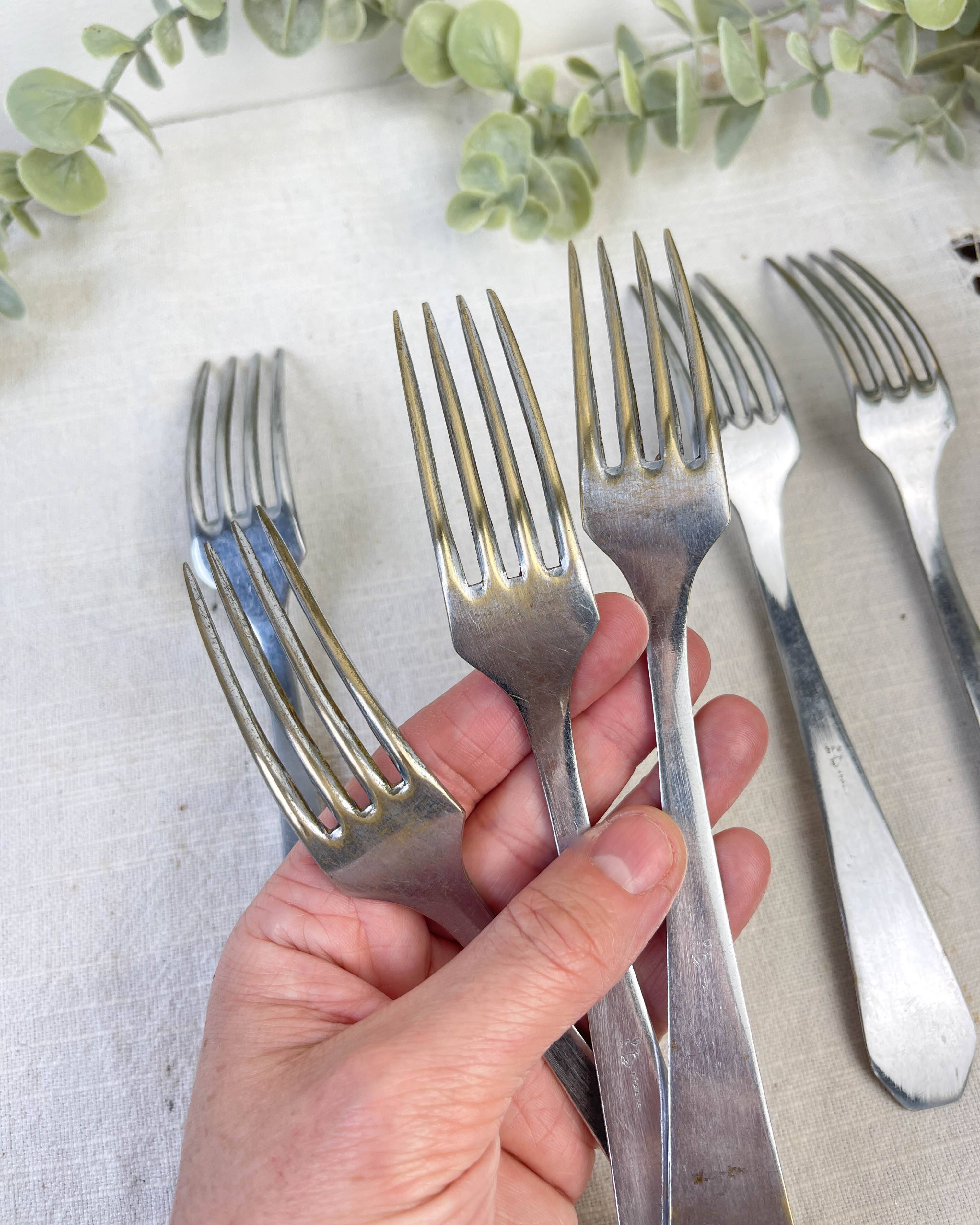 6 vintage stainless steel forks vlm italia