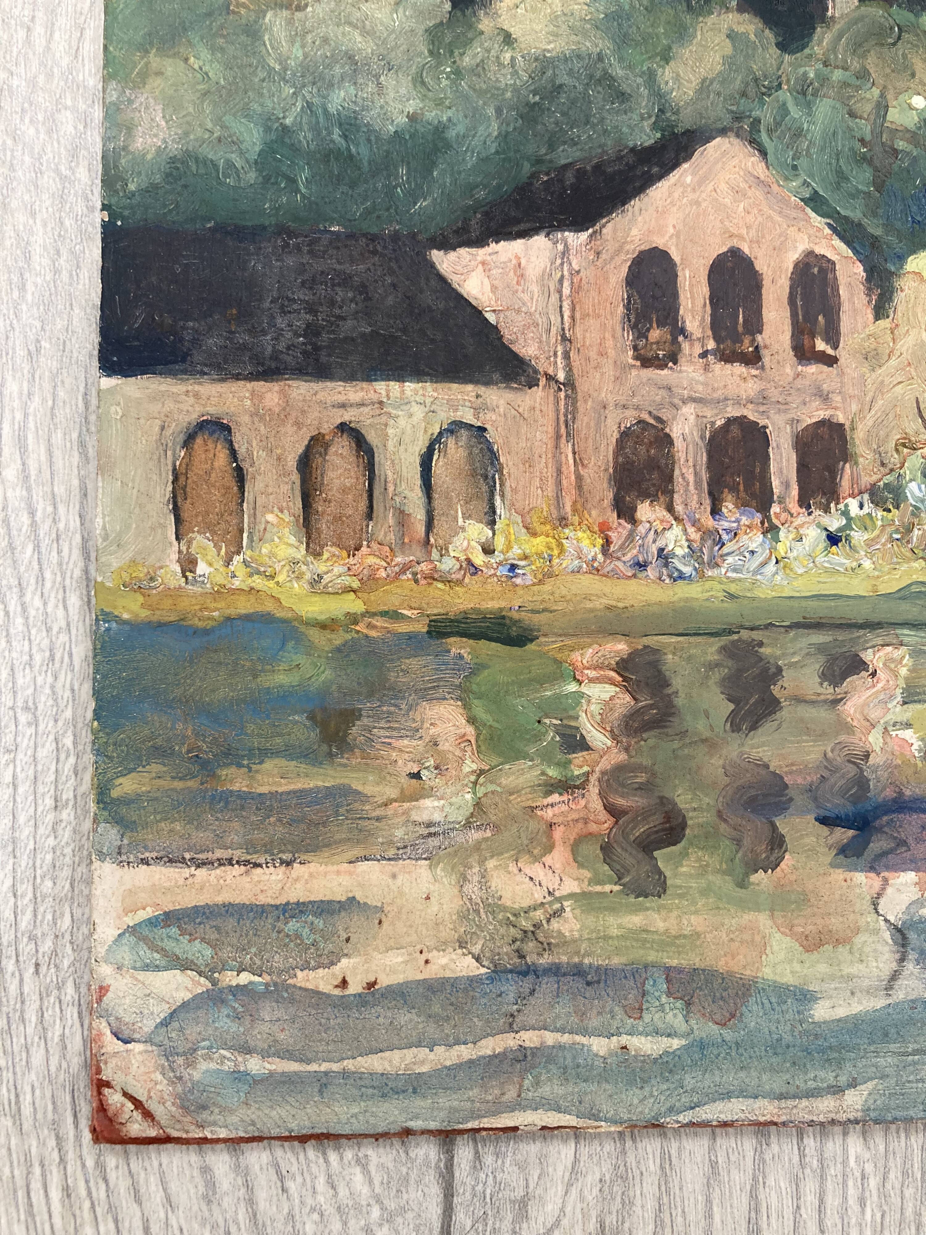 Oil painting on vintage cardboard
