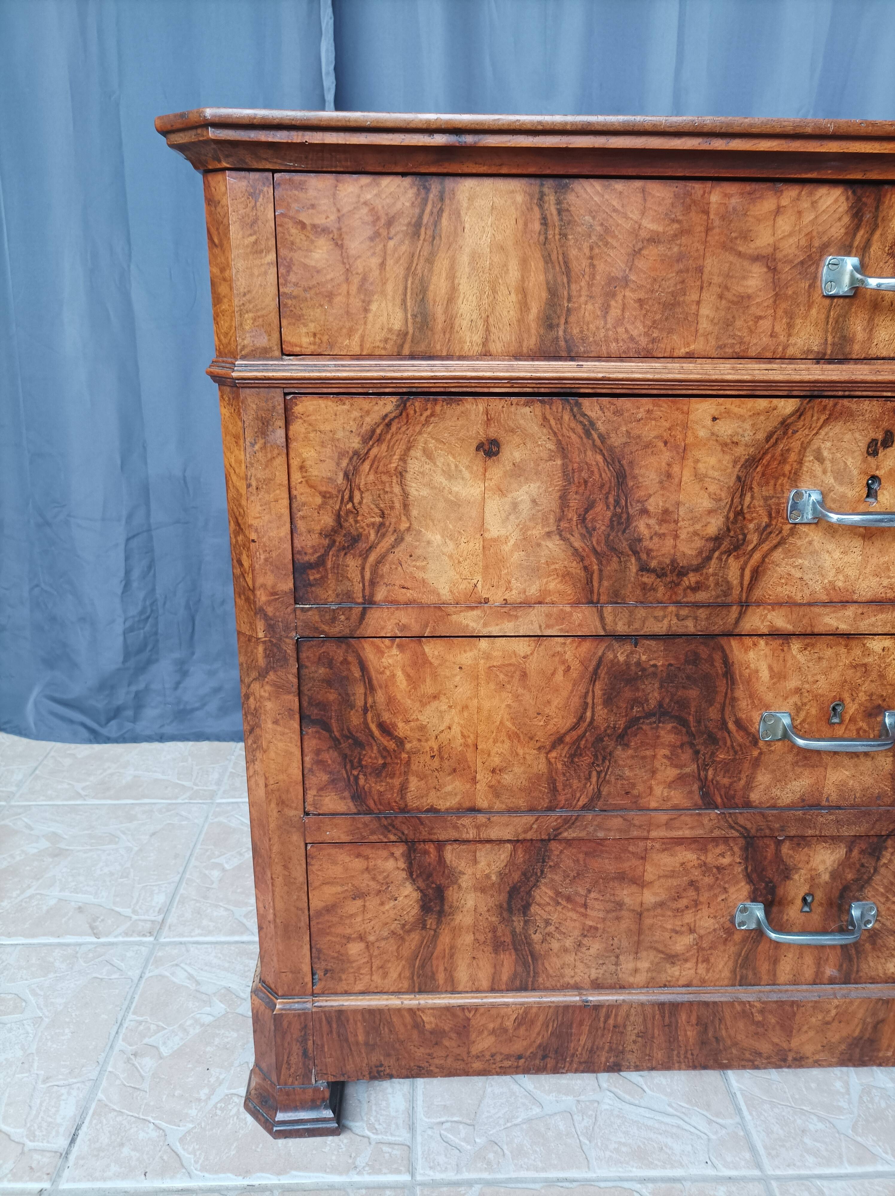 Louis Philippe chest of drawers in walnut bramble