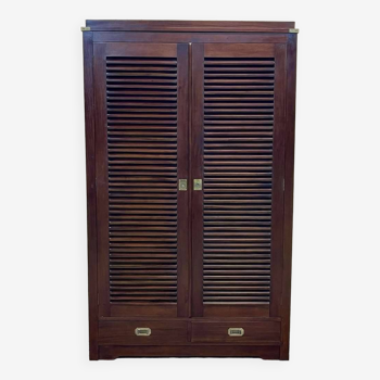 Armoire Penderie style marine en acajou des années 1950