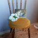 Vintage chair in turned wood and gold velvet, 1960