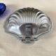 Stainless steel and glass shell butter dish with knife