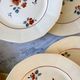 set of 9 Digoin Sarreguemines beige flat plates with pink flowers 1930s-40s
