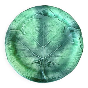 Assiette barbotine feuille - rouge