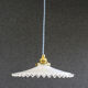 suspension in white crenellated opaline with support and socket in new brass, new cable